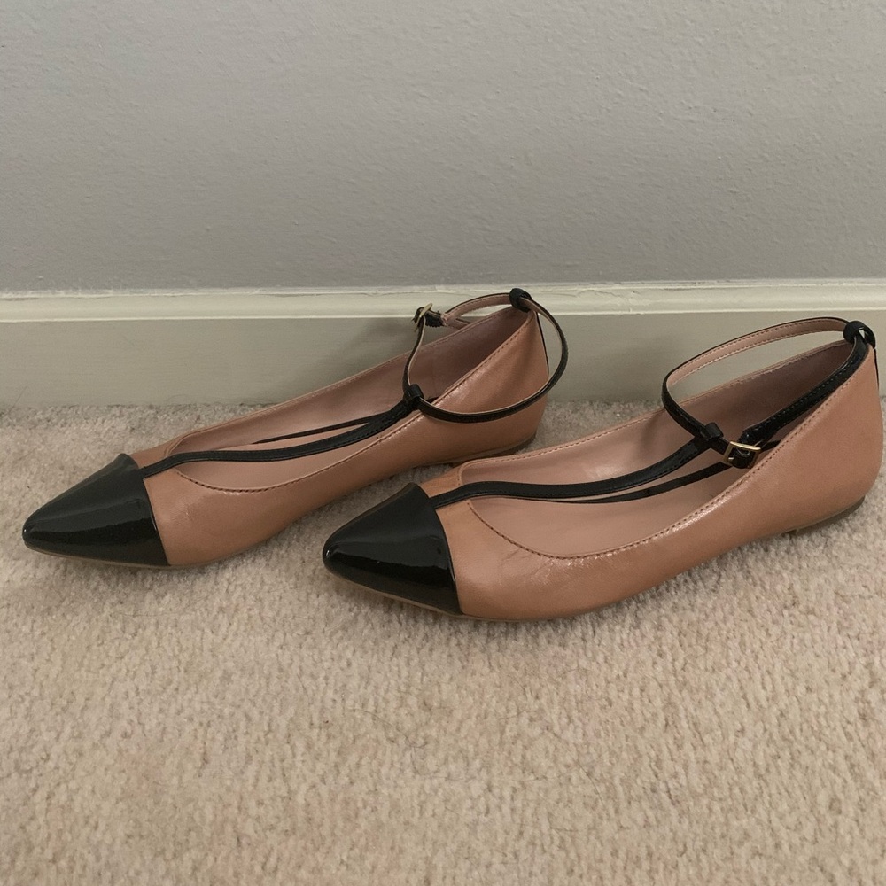 Sole Society Julianne Hough Tan and Black flats